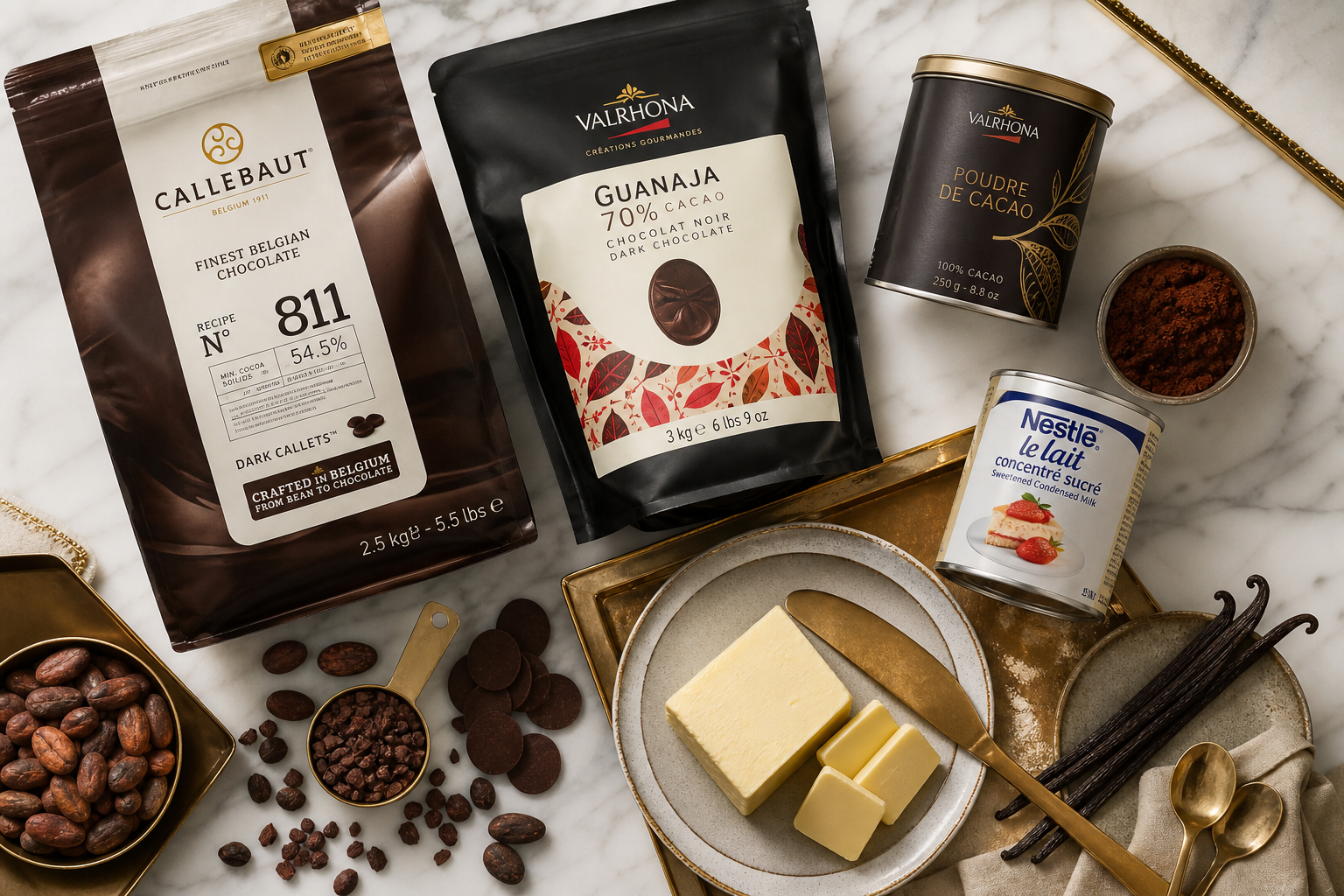 Ingredientes premium importados: Callebaut e Valrhona